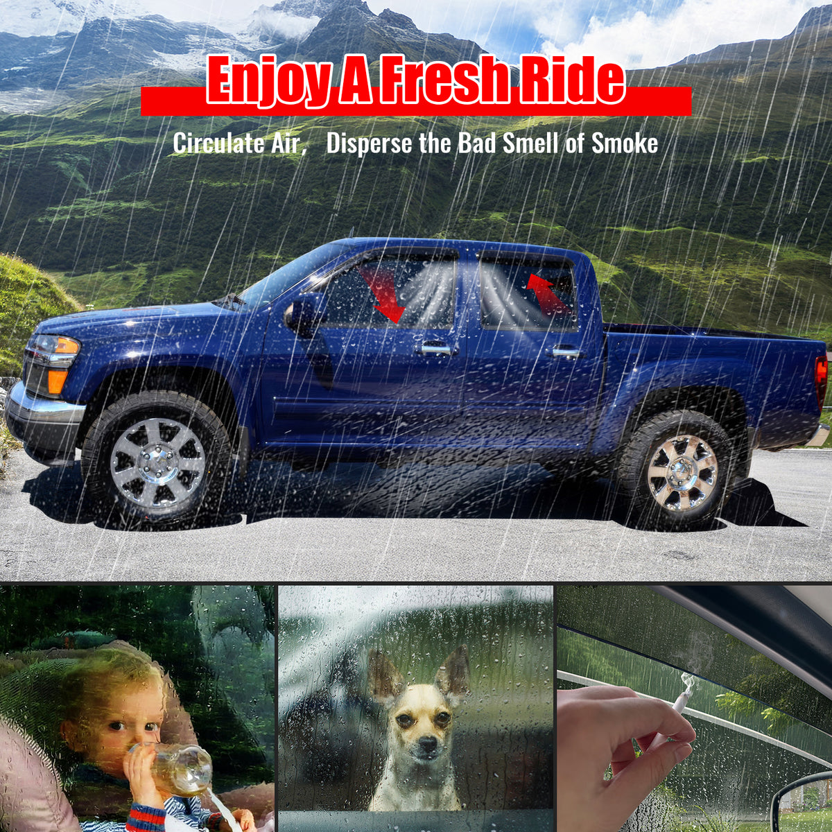 Fits 04-12 Chevy Colorado GMC Canyon Crew Cab 4PCS Window Visors Acrylic Tape-On