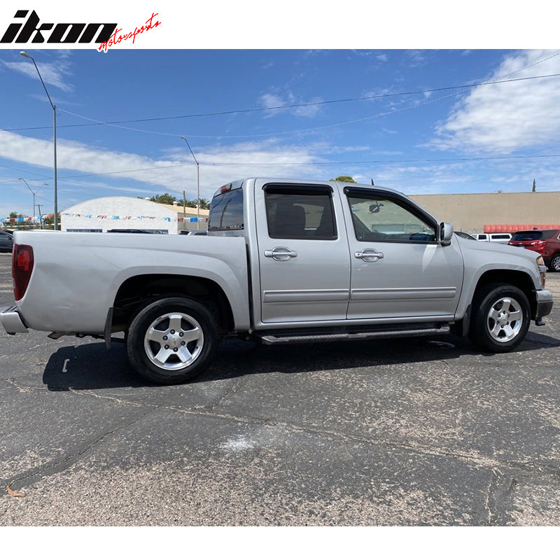 Window Visor Compatible With 2004-2012 Chevy Colorado & GMC Canyon Crew Cab, Tape On/External Tinted Acrylic Resistant Shield Cover Wind Sun Guard by IKON MOTORSPORTS, 2005 2006 2007 2008 2009 2010