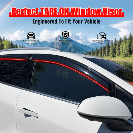 IKON MOTORSPORTS Tape on Window Visors Compatible with 2024-2026 Chevrolet Equinox EV, Acrylic Smoke/Tinted Rain Guards, Side Window Wind Deflectors 4PCS