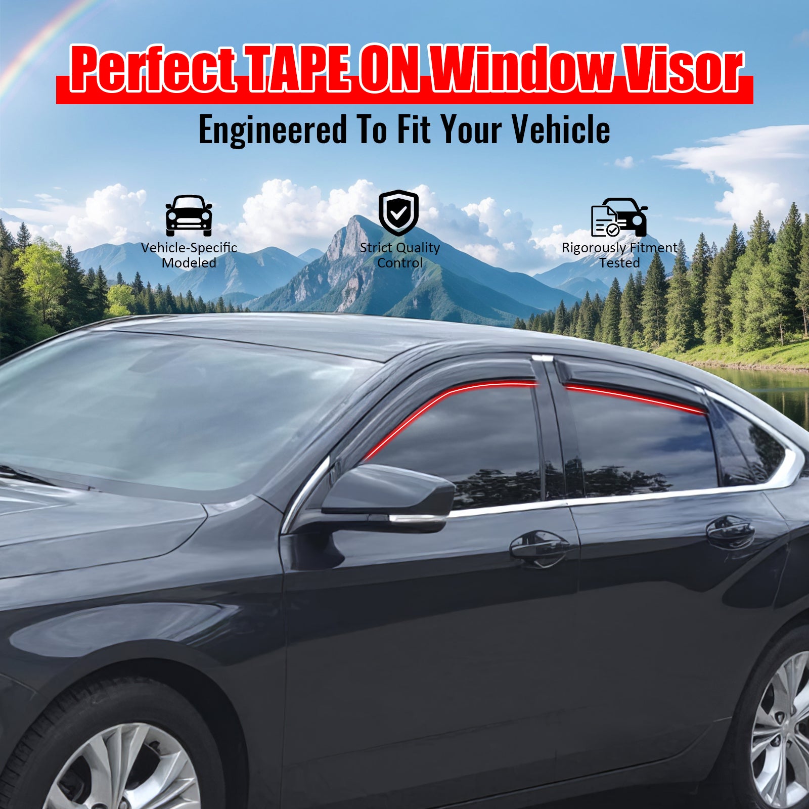 Fits 14-20 Chevy Impala Window Visors Acrylic Sun Guard Rain Deflector 4PC Set