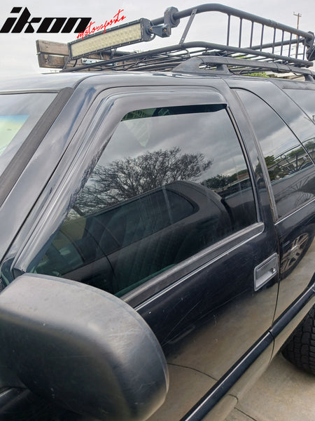 Window Visor Compatible With 1994-2005 Chevy S10 GMC Jimmy Sonoma Isuzu Hombre, Slim Style Dark Smoke Tint Acrylic Shade Rain Sun Guard Wind Vent Air Deflector by IKON MOTORSPORTS, 1995 1996 1997 1998