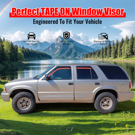 Window Visor Compatible With 1995-2005 GMC Jimmy Chevrolet Blazer 1996-2001 Oldsmobile Bravada 1998-2001 GMC Envoy, Dark Smoke Tint Acrylic Rain Sun Guard Wind Vent Air Deflector by IKON MOTORSPORTS