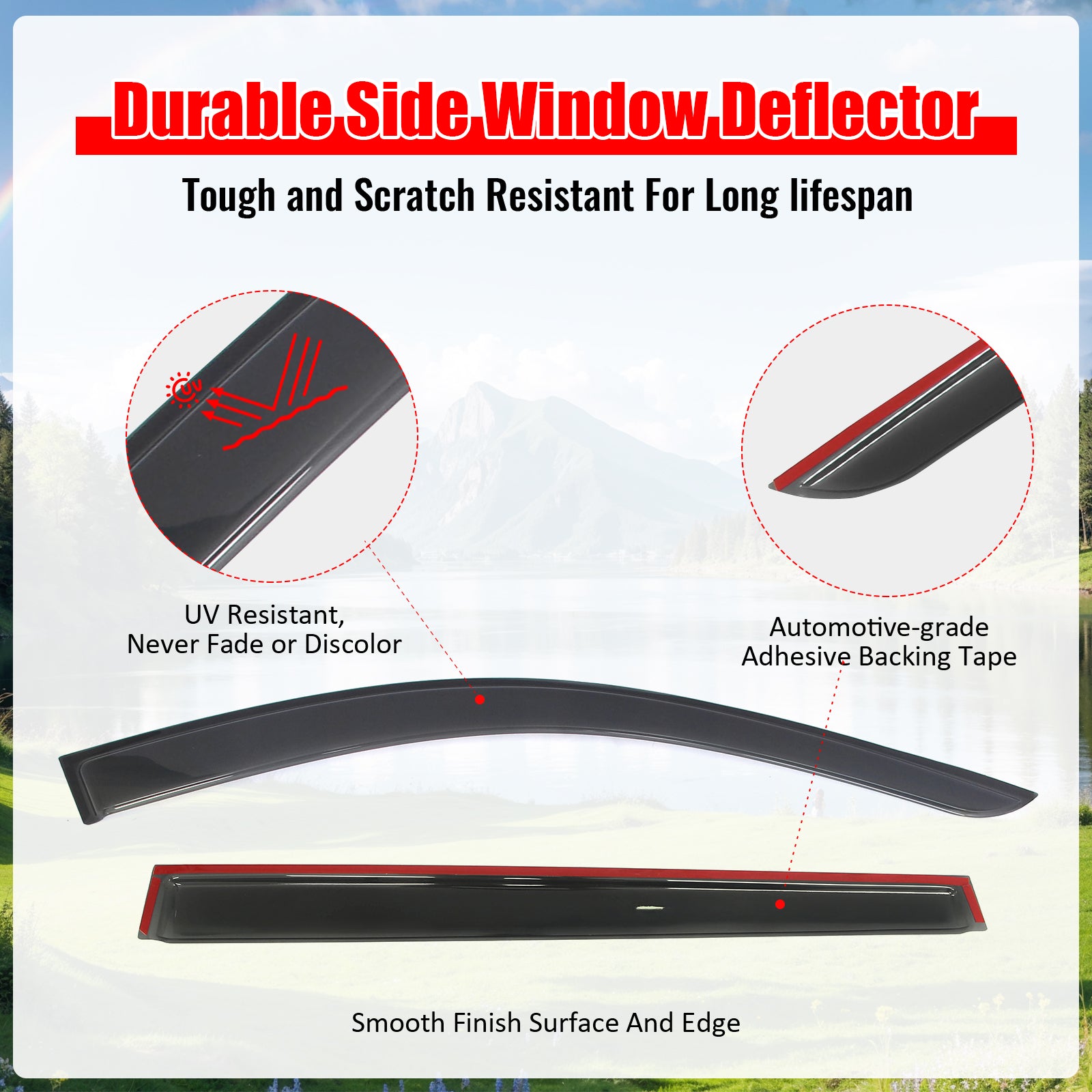 Fits 24-26 Chevrolet Traverse Tape-on Window Visors Vent Rain Guards Deflectors