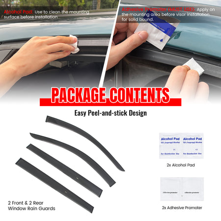 Fits 24-26 Chevrolet Traverse Tape-on Window Visors Vent Rain Guards Deflectors