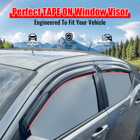 Window Visor Compatible With 2008-2014 Dodge Avenger, 4DR Window Visor Car Rain Window Shade Visor Dark Smoke 4PC Acrylic by IKON MOTORSPORTS, 2009 2010 2011 2012 2013