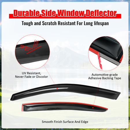 Fits 08-14 Dodge Avenger Acrylic Window Visors Sun Rain Guards Deflector 4Pc Set