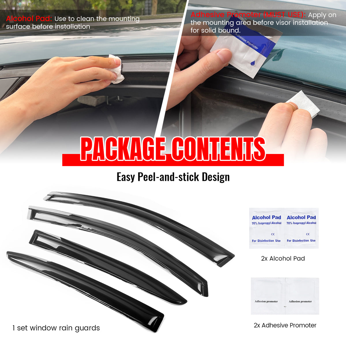 Fits 08-14 Dodge Avenger Acrylic Window Visors Sun Rain Guards Deflector 4Pc Set