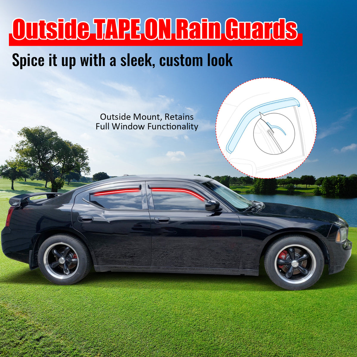 Fits 06-10 Dodge Charger Window Visor Sun Rain Guard Wind Vent Deflector 4PCS
