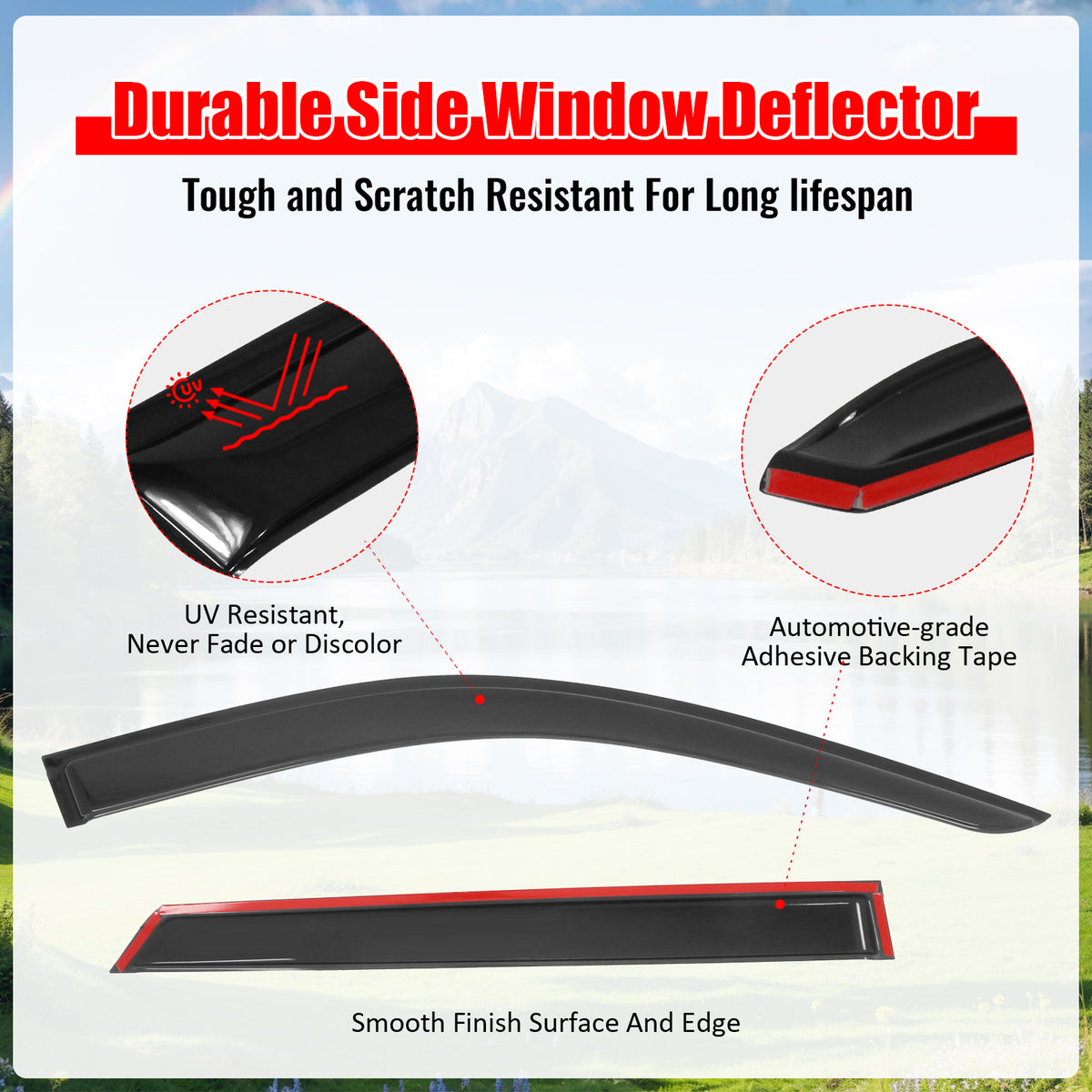 Fits 11-26 Dodge Durango Window Visors Acrylic Sun Shade Rain Guard 4Pc Set