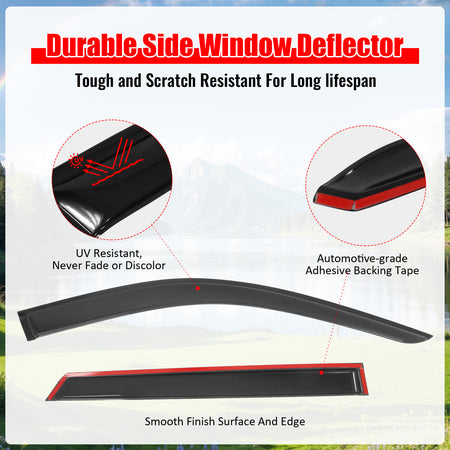 Fits 11-26 Dodge Durango Window Visors Acrylic Sun Shade Rain Guard 4Pc Set