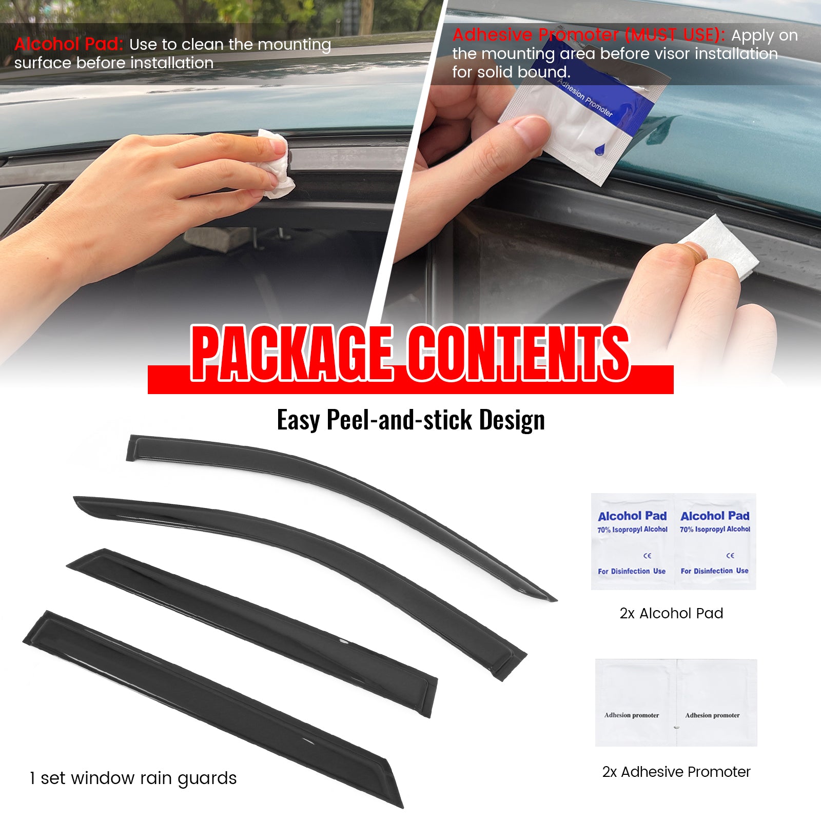 Fits 11-26 Dodge Durango Window Visors Acrylic Sun Shade Rain Guard 4Pc Set