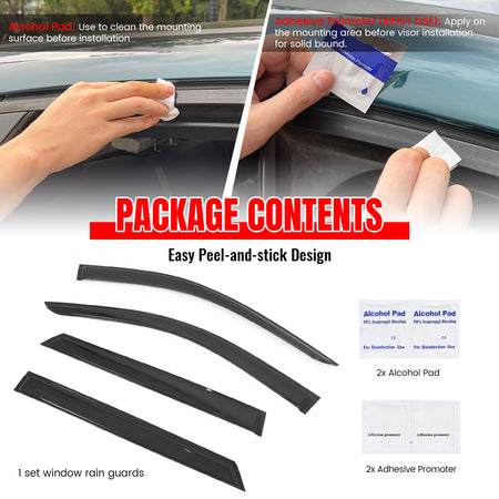 Fits 11-26 Dodge Durango Window Visors Acrylic Sun Shade Rain Guard 4Pc Set