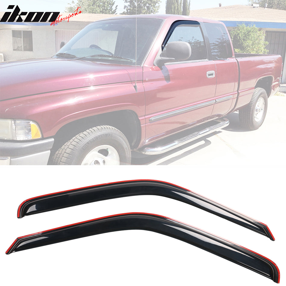 1994-2001 Dodge Ram 1500/2500/3500 Slim Smoke Window Visors Acylic