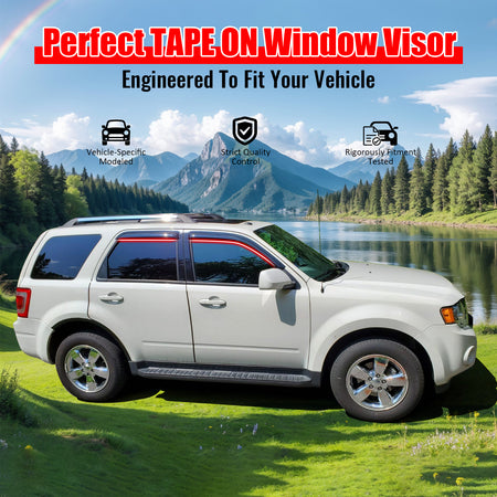 IKON MOTORSPORTS Window Visors Compatible With 2001-2012 Ford Escape, 2008-2011 Mazda Tribute, 2005-2011 Mercury Mariner, Sun Rain Guards Vent Smoke Slim Style 4Pcs