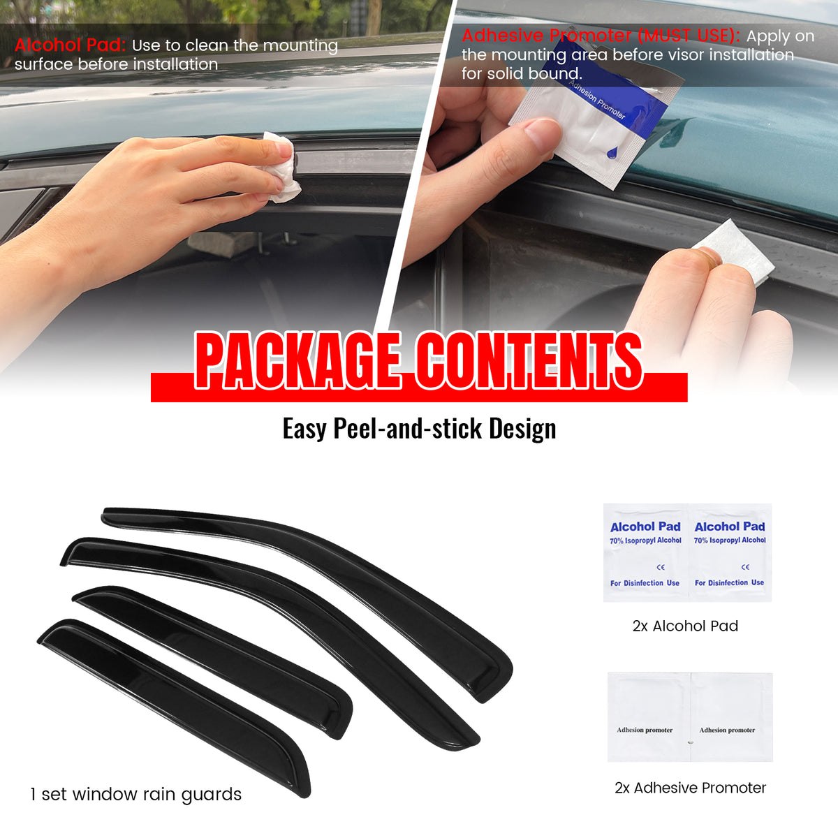 Fits 01-12 Ford Escape 05-11 Mercury Mariner Acrylic Window Visors 4Pc Set