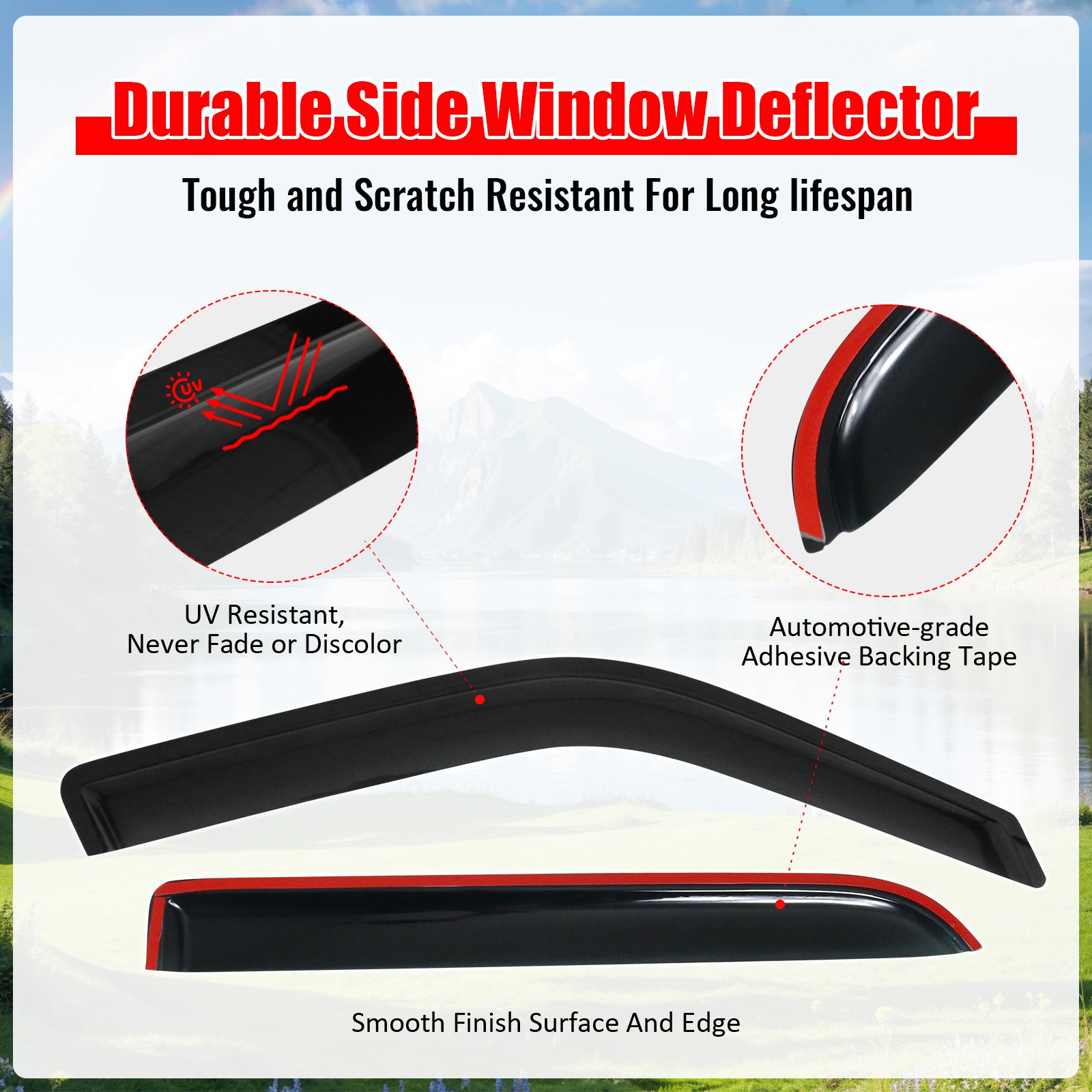 Fits 97-17 Ford Expedition & 98-17 Lincoln Navigator 4PCS Window Visors Tape-On