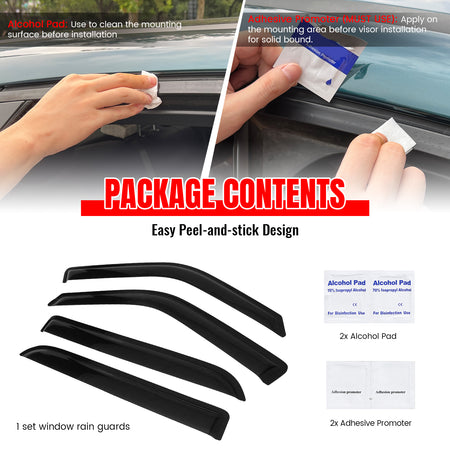 Fits 97-17 Ford Expedition & 98-17 Lincoln Navigator 4PCS Window Visors Tape-On