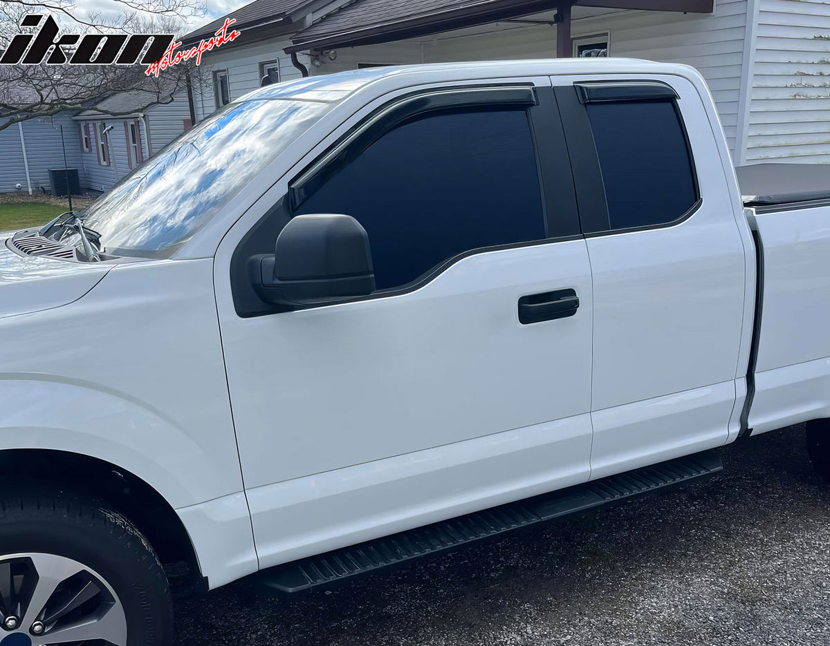 Fits 15-25 Ford F150 17-25 F250-F450 Extended Super Cab Window Visor Acrylic 4PC