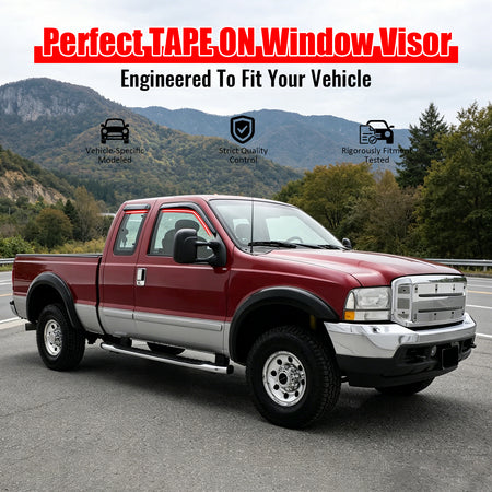 Window Visor Compatible With 1997-2003 Ford F150 F250, Slim Style Acrylic Smoke Tinted 4PCS Sun Rain Shade Guard Wind Vent Air Deflector by IKON MOTORSPORTS, 1998 1999 2000 2001 2002