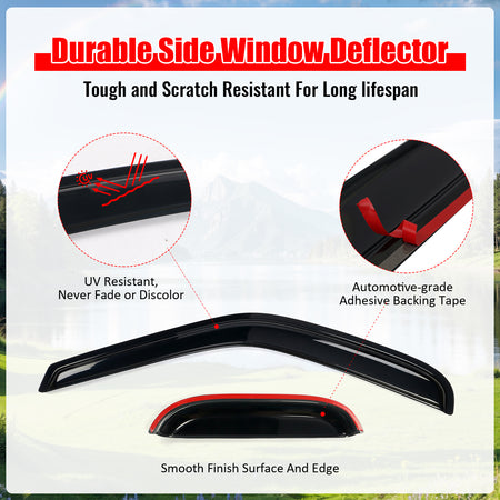 Fits 97-03 Ford F150 F250 Extended Cab Acrylic 4PCS Window Visors Vent Tape-On