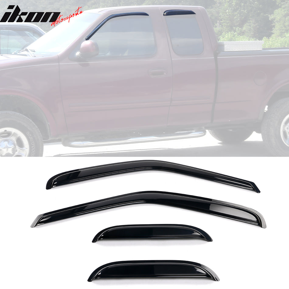 1997-2003 Ford F-150 F-250 Extended Cab Tape On 4PCS Window Visors