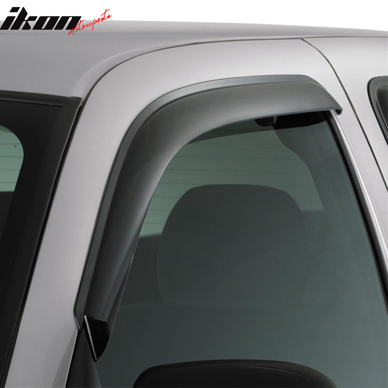 IKON MOTORSPORTS Tape On External Window Visor, Compatible With 2008-2011 Ford Focus Coupe, 2DR Slim Style Dark Smoke 2PC Set Acrylic