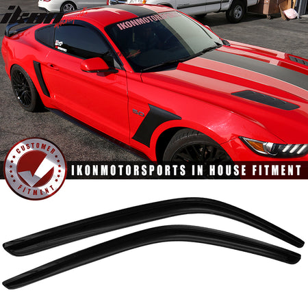 Fits 15-23 Ford Mustang Coupe Only Acrylic Window Visors Rain Guard Vent 2Pc Set