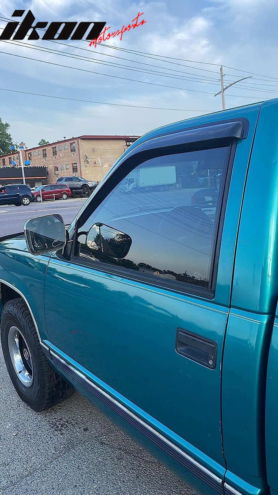 IKON MOTORSPORTS Tape On External Window Visor Compatible With 1988 1998 Chevy C K Reg Cab Pickup Slim Style Acrylic Smoke Tinted Sun Rain Wind Guards Shield Vent Ikon Motorsports