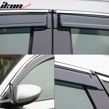 IKON MOTORSPORTS, Window Visor Compatible with 2018-2022 Honda Accord Sedan, Air Deflector Sun Rain Guard 4pc