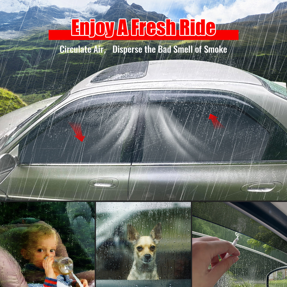 Fits 94-97 Honda Accord Sedan Window Visors Acrylic Sun Vent Rain Shade 4Pc Set