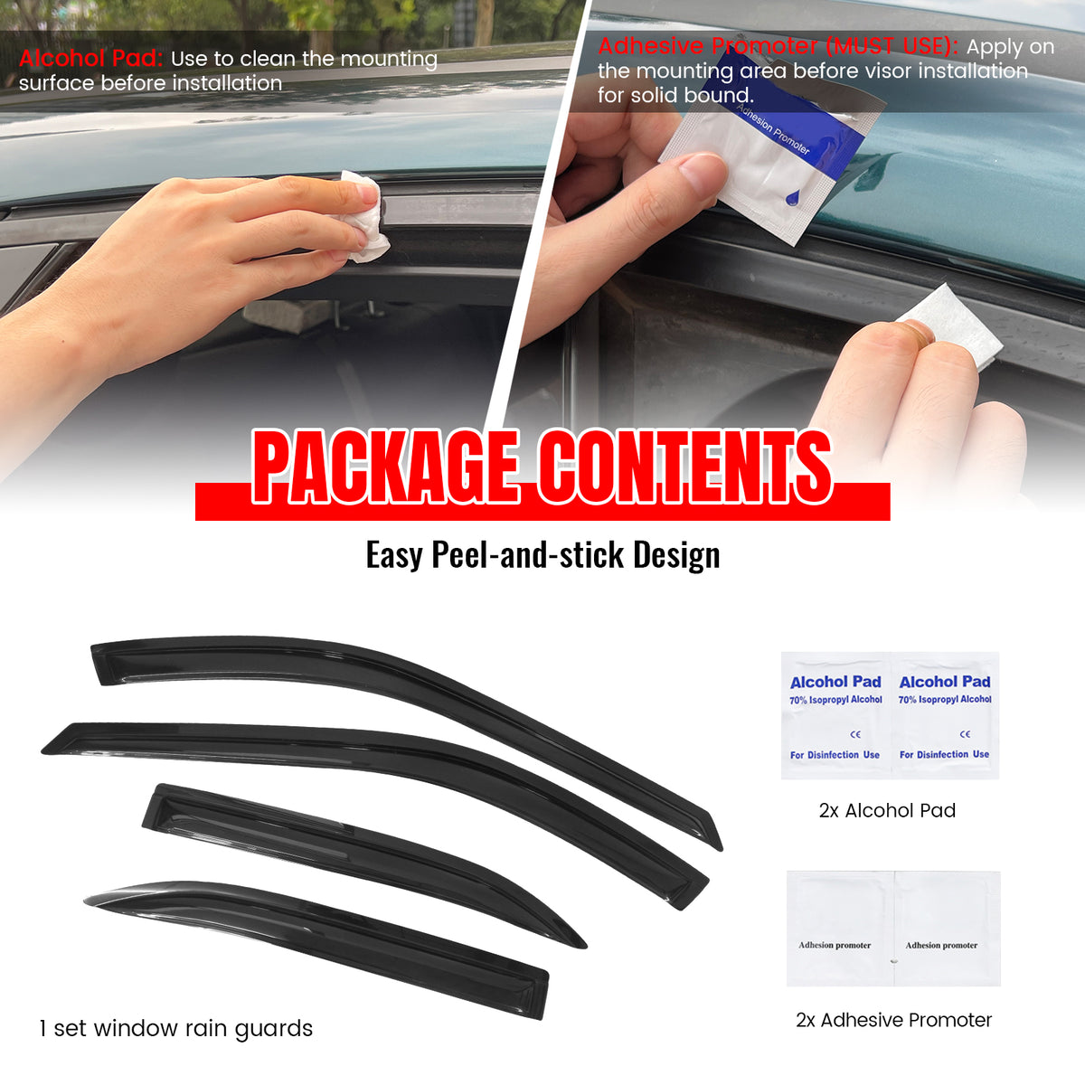 Fits 94-97 Honda Accord Sedan Window Visors Acrylic Sun Vent Rain Shade 4Pc Set