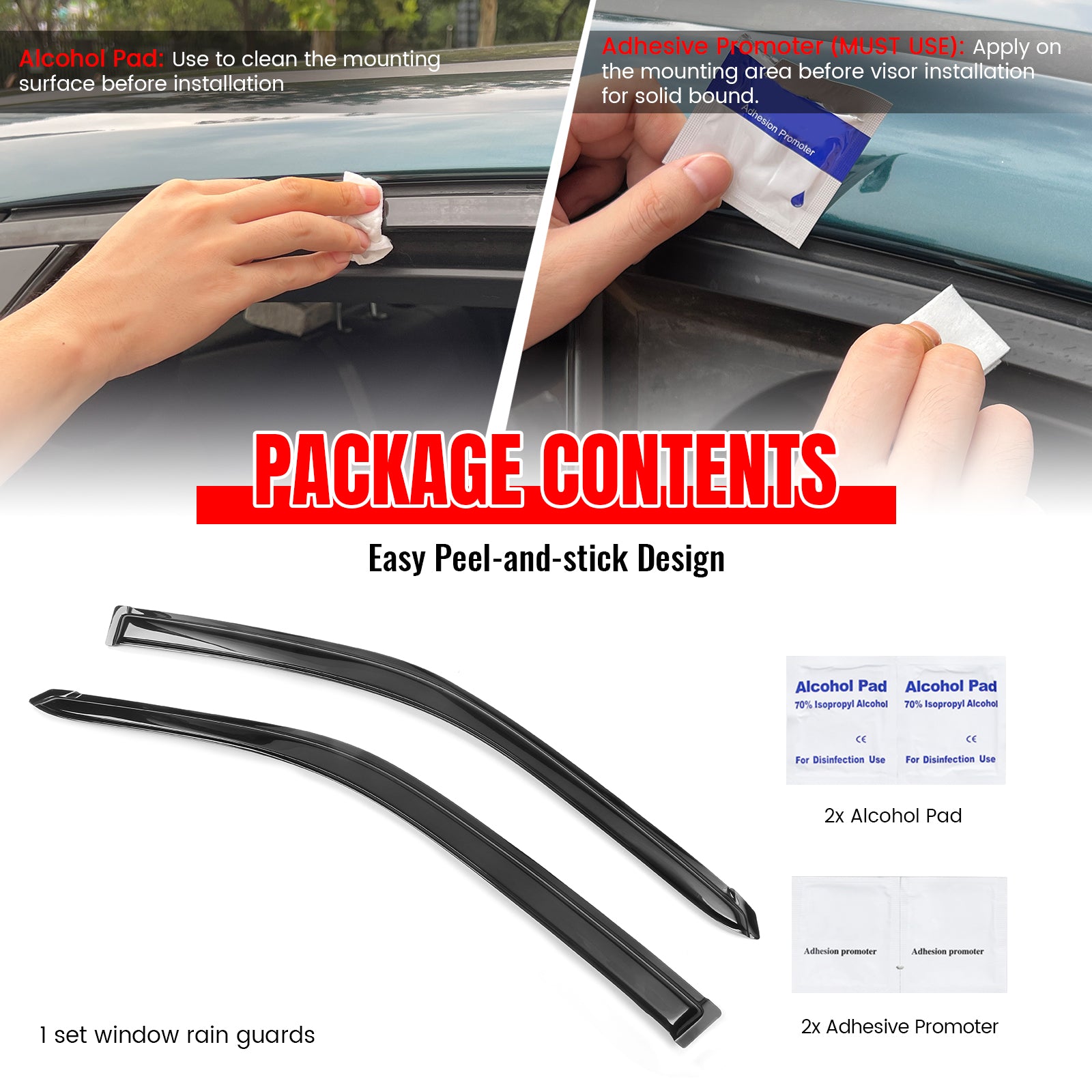 Fits 01-05 Honda Civic Coupe Acrylic Window Visors 2Pc Set