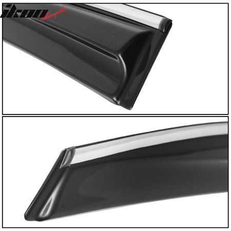 Fits 16-21 Honda Civic Sedan Mugen Style Window Visor Rain Deflector Chrome Trim