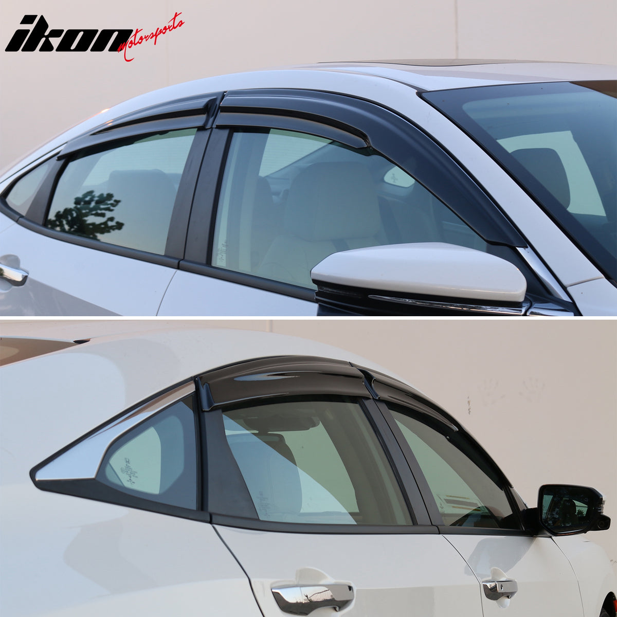 Fits 16-21 Civic X 10th Gen Sedan  Roof Spoiler MUG Style Window Visor