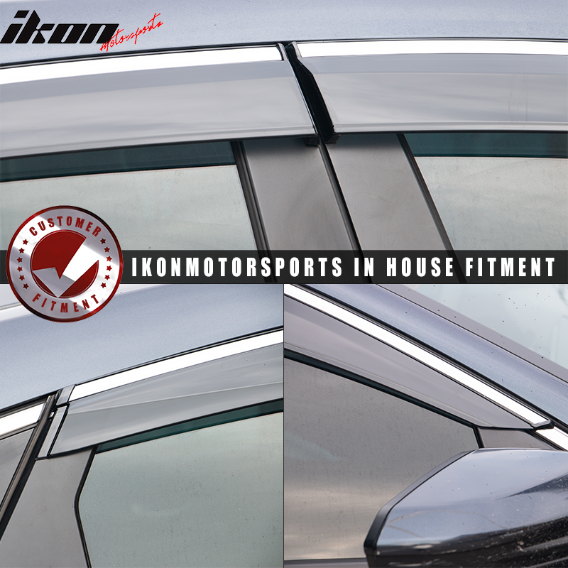 Fits 16-21 Honda Civic Sedan OE Style 4PCS Window Visors Sun Shade W/Chrome Trim