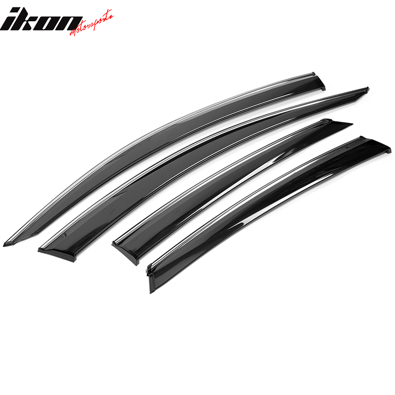 Fits 16-21 Civic 10th Sedan IKON Roof Spoiler + OE Window Visors W/Chrome Trim