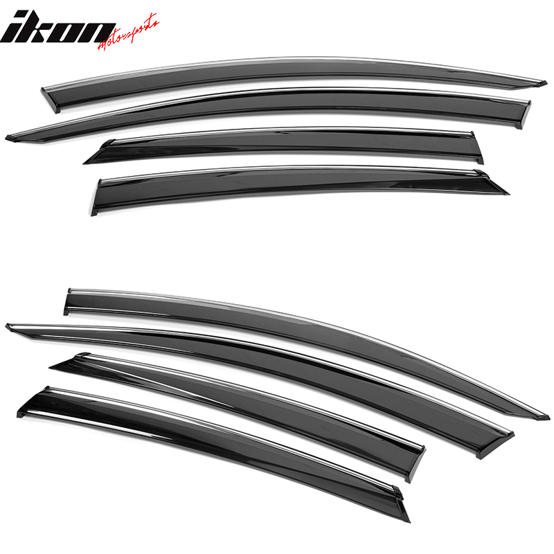 Fits 16-21 Civic 10th Sedan IKON Roof Spoiler + OE Window Visors W/Chrome Trim