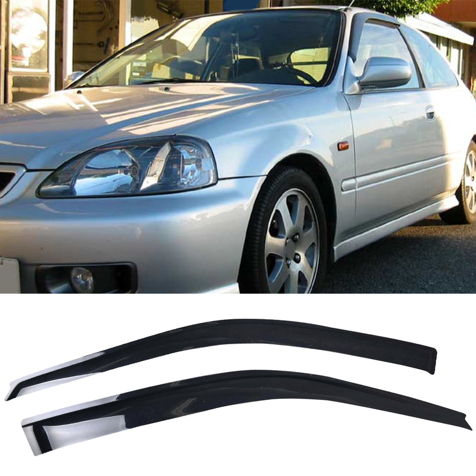 1996-2000 Honda Civic Hatchback Slim Style Smoke Window Visors Acrylic