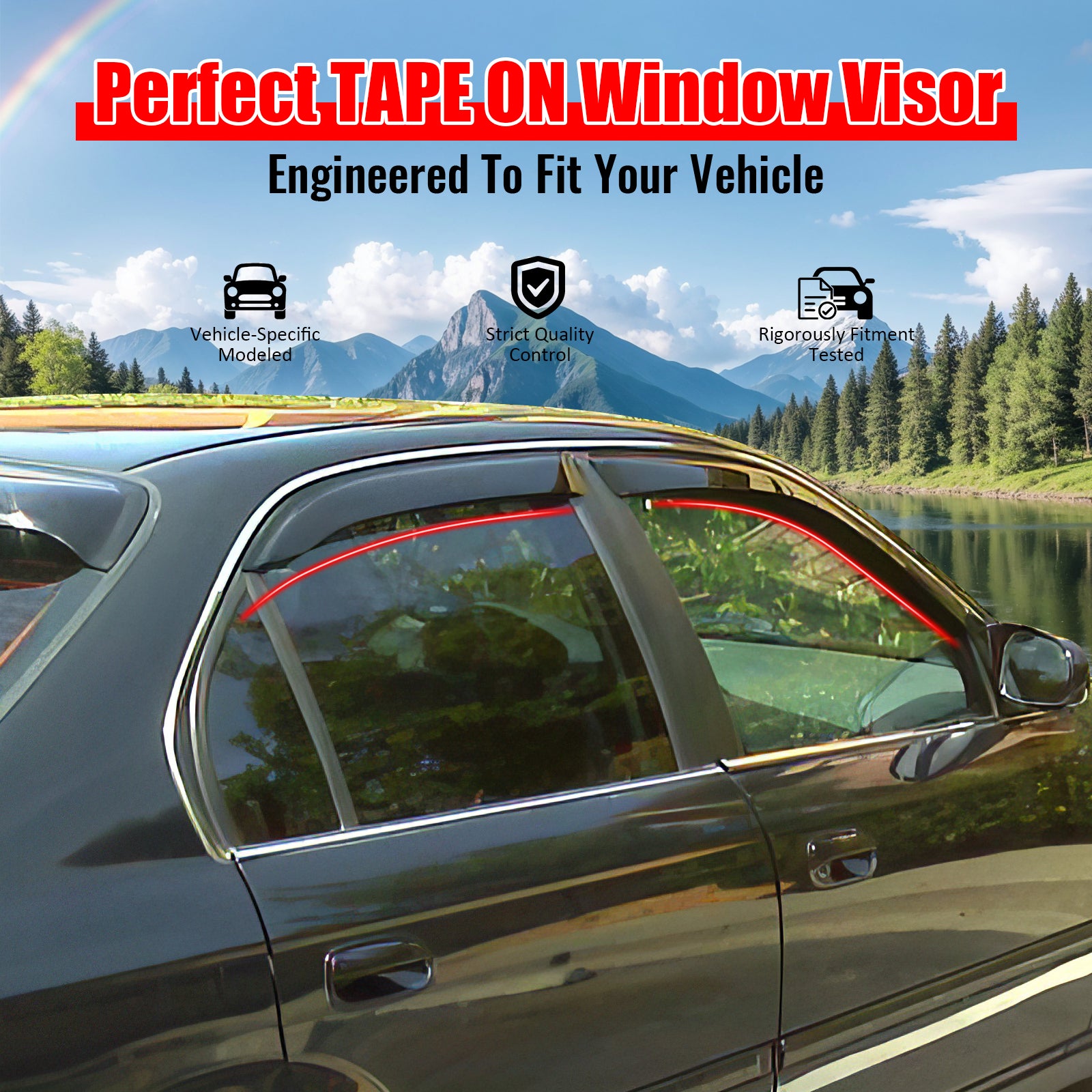 Window Visor Compatible With 1996-2000 Honda Civic, Slim Style Smoke EK2 EK Sun Rain Wind Window Guard Sun Shade Wind Deflector 1.6MM by IKON MOTORSPORTS, 1997 1998 1999
