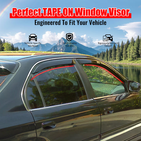 Window Visor Compatible With 1996-2000 Honda Civic, Slim Style Smoke EK2 EK Sun Rain Wind Window Guard Sun Shade Wind Deflector 1.6MM by IKON MOTORSPORTS, 1997 1998 1999