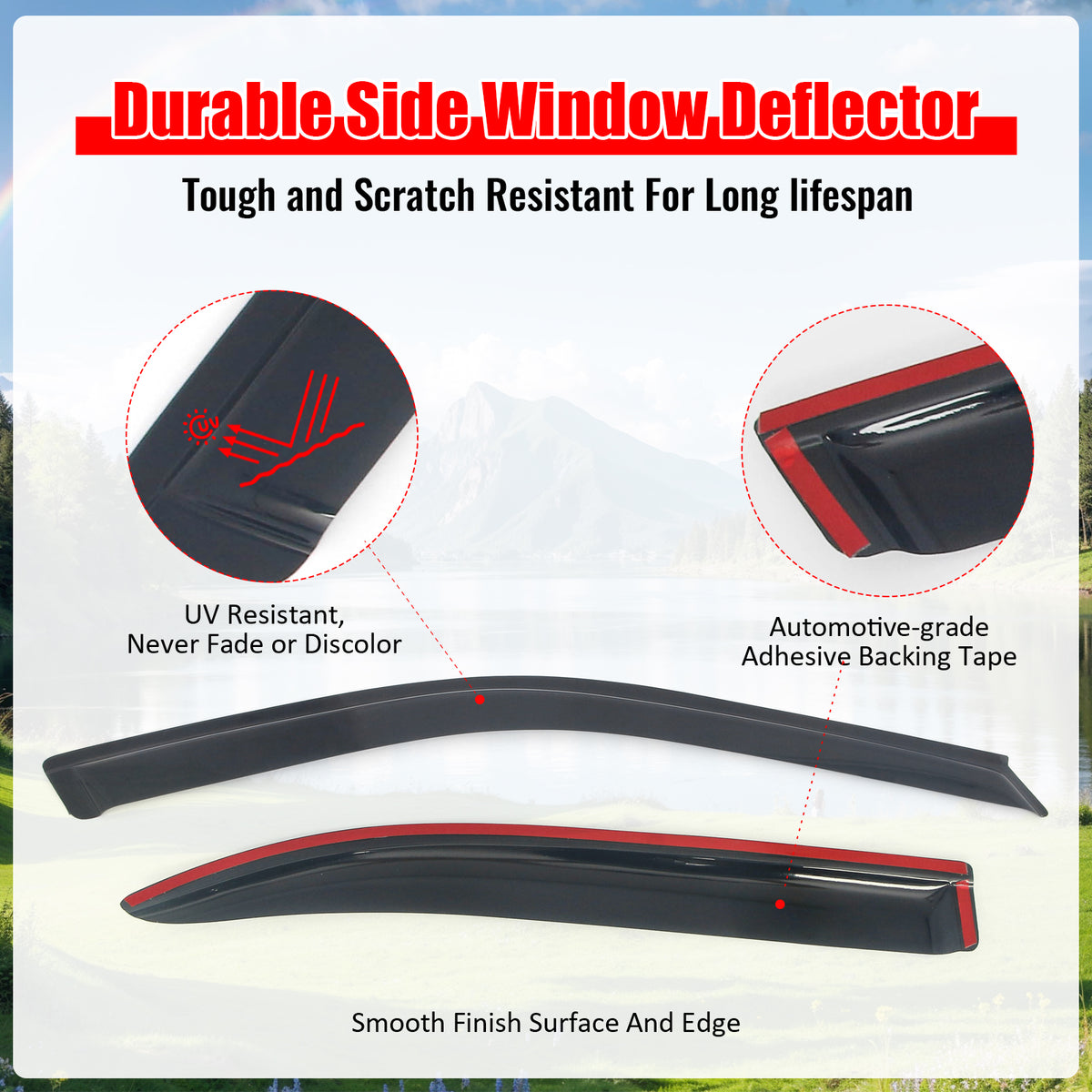 Fits 96-00 Honda Civic Sedan Window Visors Sun Rain Guard Deflector Acrylic 4PC