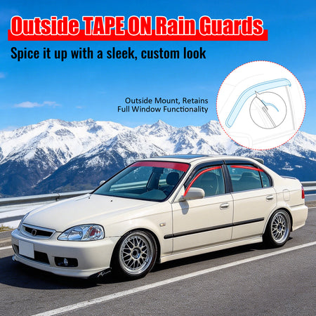 Fits 96-00 Honda Civic Sedan Window Visors Sun Rain Guard Deflector Acrylic 4PC