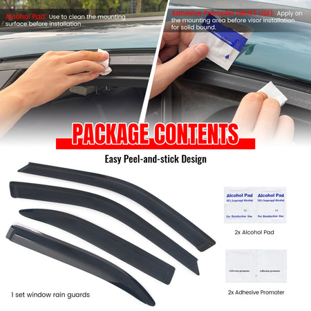 Fits 96-00 Honda Civic Sedan Window Visors Sun Rain Guard Deflector Acrylic 4PC