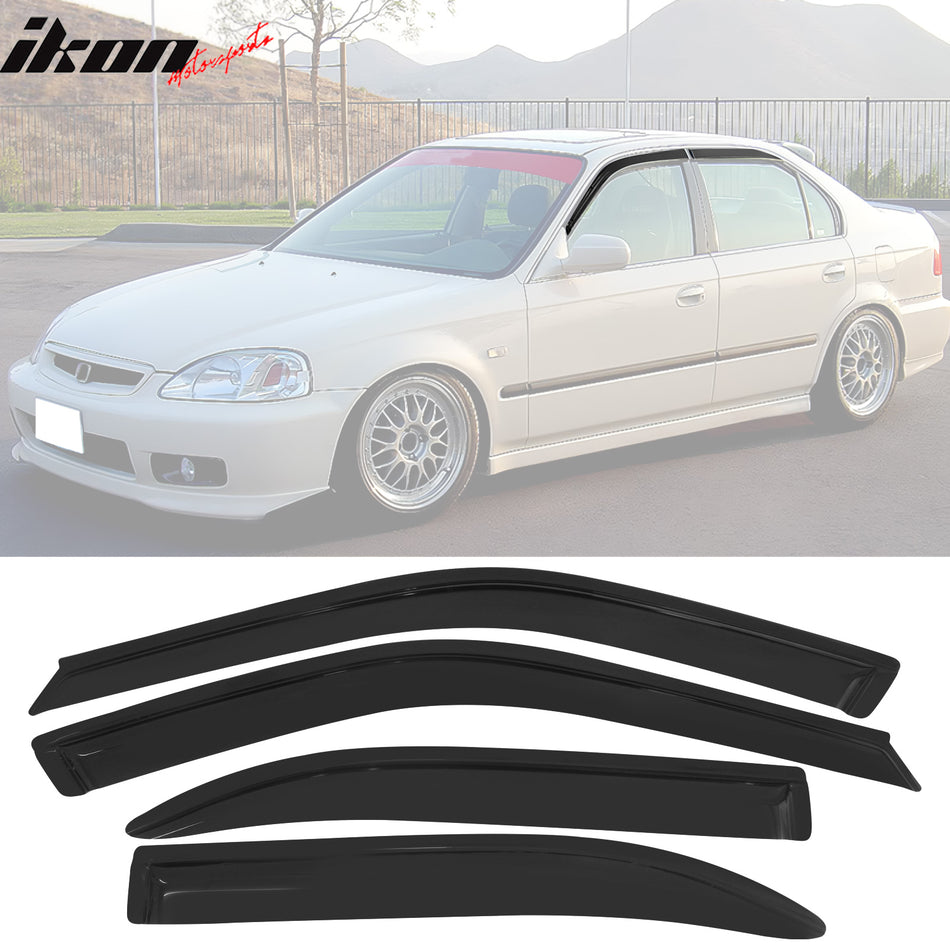 1996-2000 Honda Civic Sedan Window Visors Acrylic 4Pc Set