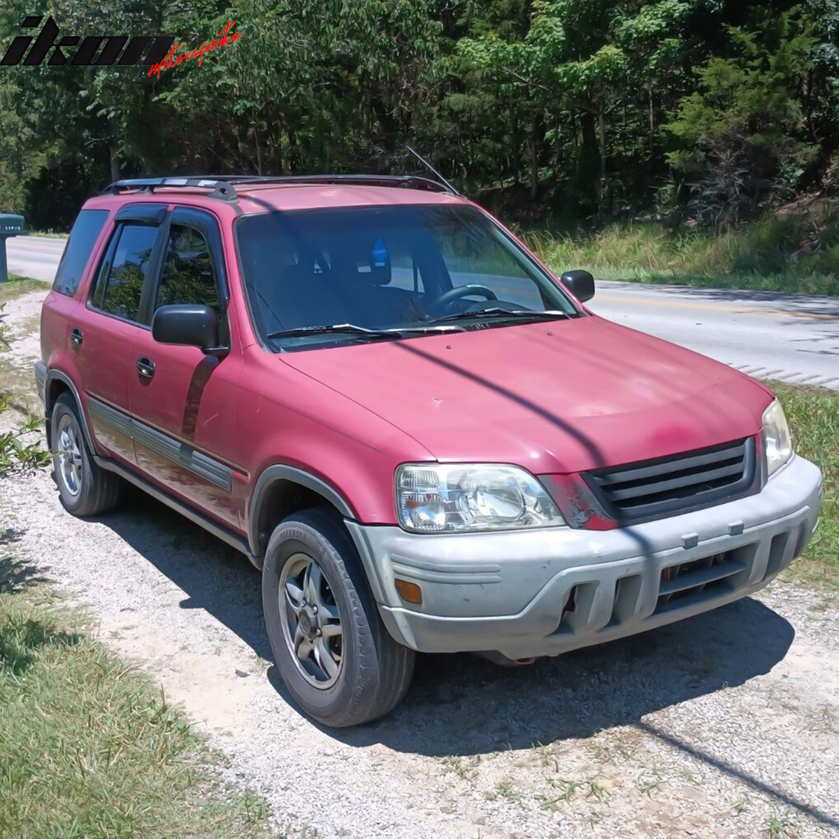 Window Visor Compatible With 1997-2001 Honda CRV 4Dr, Slim Style Acrylic Smoke Tinted & Semi-Transparent Sun Rain Wind Guards Shield Vent by IKON MOTORSPORTS, 1999 2000