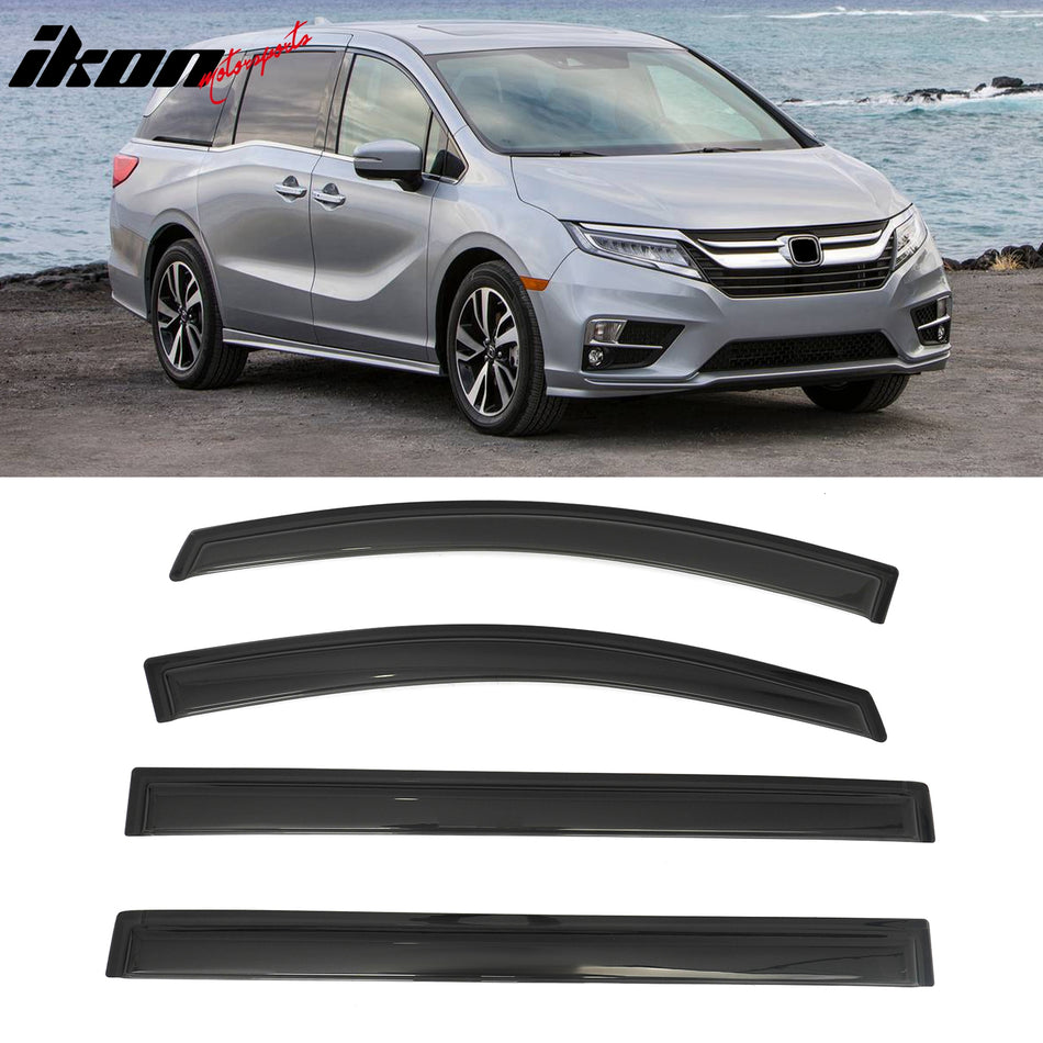 2018-2026 Honda Odyssey Window Visors Smoke Acrylic Rain Sun Wind Deflectors Side Door Guard 4PCS Set