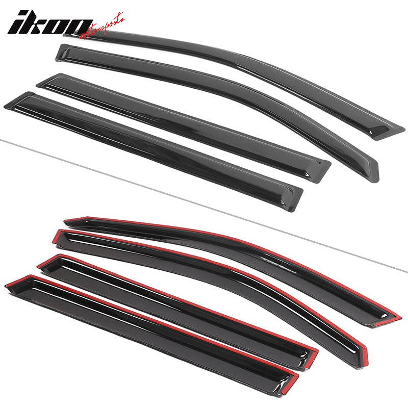 IKON MOTORSPORTS Tape On External Window Visor, Compatible with