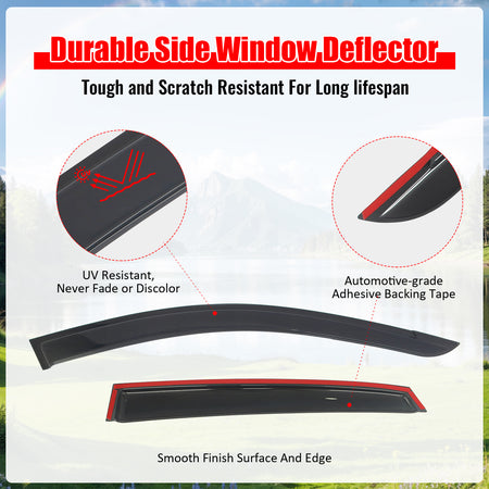Fits 18-23 Hyundai Kona Tape-on Window Visors Vent Rain Sun Guards Deflectors