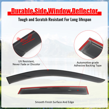 Fits 19-25 INFINITI QX50 Tape-on Window Visors Vent Rain Sun Guard Deflectors