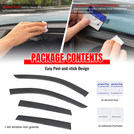 Fits 19-25 INFINITI QX50 Tape-on Window Visors Vent Rain Sun Guard Deflectors